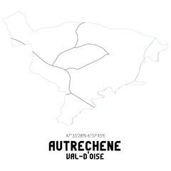 AUTRECHENE Val-d'Oise. Minimalistic street map with black and white lines.