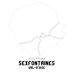 SEXFONTAINES Val-d'Oise. Minimalistic street map with black and white lines.