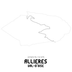 ALLIERES Val-d'Oise. Minimalistic street map with black and white lines.