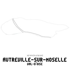 AUTREVILLE-SUR-MOSELLE Val-d'Oise. Minimalistic street map with black and white lines.
