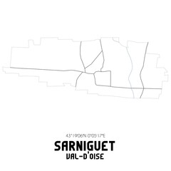 SARNIGUET Val-d'Oise. Minimalistic street map with black and white lines.