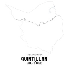 QUINTILLAN Val-d'Oise. Minimalistic street map with black and white lines.