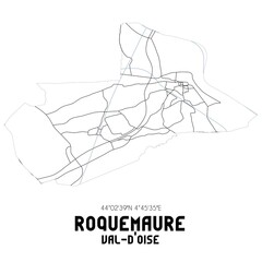 ROQUEMAURE Val-d'Oise. Minimalistic street map with black and white lines.