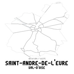 SAINT-ANDRE-DE-L'EURE Val-d'Oise. Minimalistic street map with black and white lines.