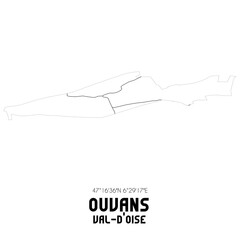 OUVANS Val-d'Oise. Minimalistic street map with black and white lines.