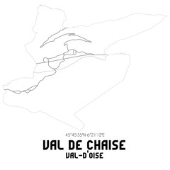 VAL DE CHAISE Val-d'Oise. Minimalistic street map with black and white lines.