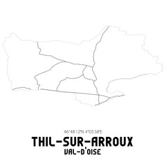 THIL-SUR-ARROUX Val-d'Oise. Minimalistic street map with black and white lines.