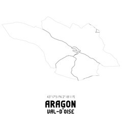 ARAGON Val-d'Oise. Minimalistic street map with black and white lines.