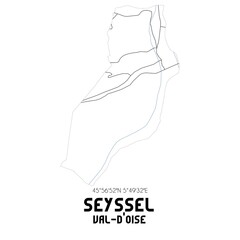 SEYSSEL Val-d'Oise. Minimalistic street map with black and white lines.