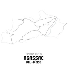 AGASSAC Val-d'Oise. Minimalistic street map with black and white lines.