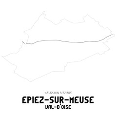 EPIEZ-SUR-MEUSE Val-d'Oise. Minimalistic street map with black and white lines.