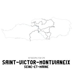 SAINT-VICTOR-MONTVIANEIX Seine-et-Marne. Minimalistic street map with black and white lines.