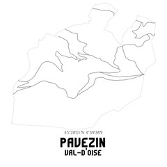 PAVEZIN Val-d'Oise. Minimalistic street map with black and white lines.