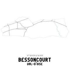 BESSONCOURT Val-d'Oise. Minimalistic street map with black and white lines.