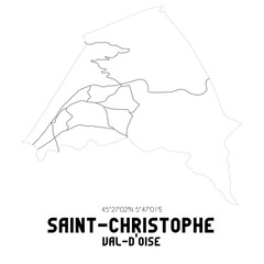 SAINT-CHRISTOPHE Val-d'Oise. Minimalistic street map with black and white lines.