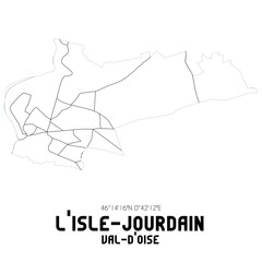 L'ISLE-JOURDAIN Val-d'Oise. Minimalistic street map with black and white lines.