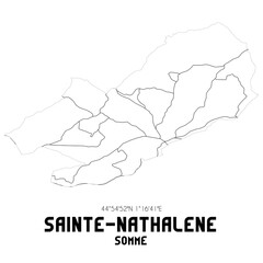 SAINTE-NATHALENE Somme. Minimalistic street map with black and white lines.
