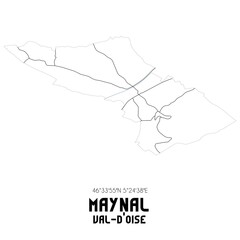 MAYNAL Val-d'Oise. Minimalistic street map with black and white lines.