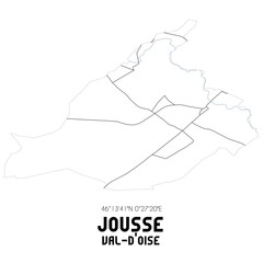 JOUSSE Val-d'Oise. Minimalistic street map with black and white lines.