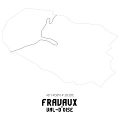 FRAVAUX Val-d'Oise. Minimalistic street map with black and white lines.