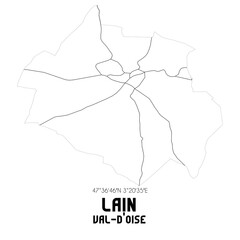 LAIN Val-d'Oise. Minimalistic street map with black and white lines.