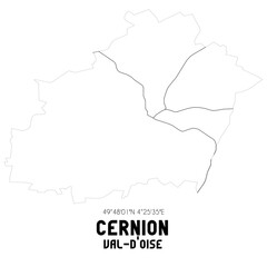 CERNION Val-d'Oise. Minimalistic street map with black and white lines.