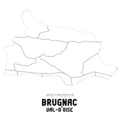 BRUGNAC Val-d'Oise. Minimalistic street map with black and white lines.