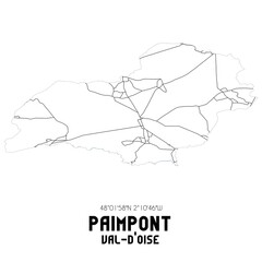 PAIMPONT Val-d'Oise. Minimalistic street map with black and white lines.