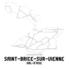 SAINT-BRICE-SUR-VIENNE Val-d'Oise. Minimalistic street map with black and white lines.