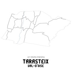 TARASTEIX Val-d'Oise. Minimalistic street map with black and white lines.