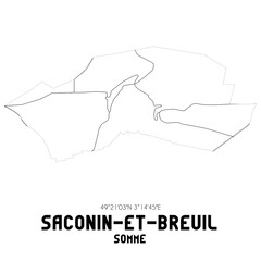 SACONIN-ET-BREUIL Somme. Minimalistic street map with black and white lines.