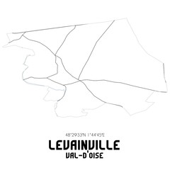 LEVAINVILLE Val-d'Oise. Minimalistic street map with black and white lines.