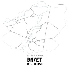 BAYET Val-d'Oise. Minimalistic street map with black and white lines.