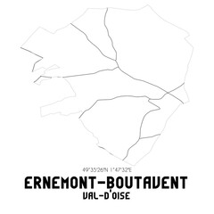 ERNEMONT-BOUTAVENT Val-d'Oise. Minimalistic street map with black and white lines.