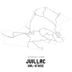 JUILLAC Val-d'Oise. Minimalistic street map with black and white lines.