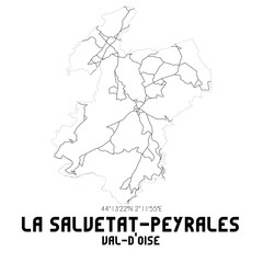 LA SALVETAT-PEYRALES Val-d'Oise. Minimalistic street map with black and white lines.