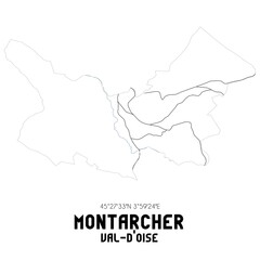 MONTARCHER Val-d'Oise. Minimalistic street map with black and white lines.