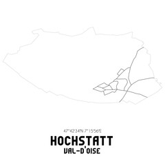 HOCHSTATT Val-d'Oise. Minimalistic street map with black and white lines.