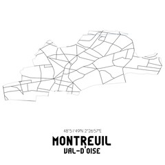 MONTREUIL Val-d'Oise. Minimalistic street map with black and white lines.