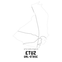 ETUZ Val-d'Oise. Minimalistic street map with black and white lines.