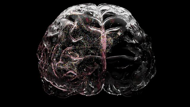 glass brain and math formulas, math and technology concept digitally generated. 3d render	
