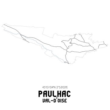 PAULHAC Val-d'Oise. Minimalistic street map with black and white lines.