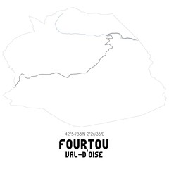 FOURTOU Val-d'Oise. Minimalistic street map with black and white lines.