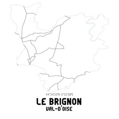 LE BRIGNON Val-d'Oise. Minimalistic street map with black and white lines.