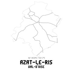 AZAT-LE-RIS Val-d'Oise. Minimalistic street map with black and white lines.