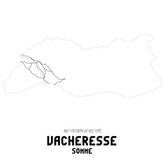 VACHERESSE Somme. Minimalistic street map with black and white lines.