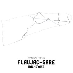 FLAUJAC-GARE Val-d'Oise. Minimalistic street map with black and white lines.