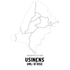 USINENS Val-d'Oise. Minimalistic street map with black and white lines.