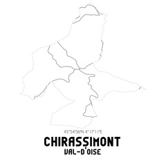 CHIRASSIMONT Val-d'Oise. Minimalistic street map with black and white lines.