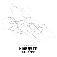 MIMBASTE Val-d'Oise. Minimalistic street map with black and white lines.